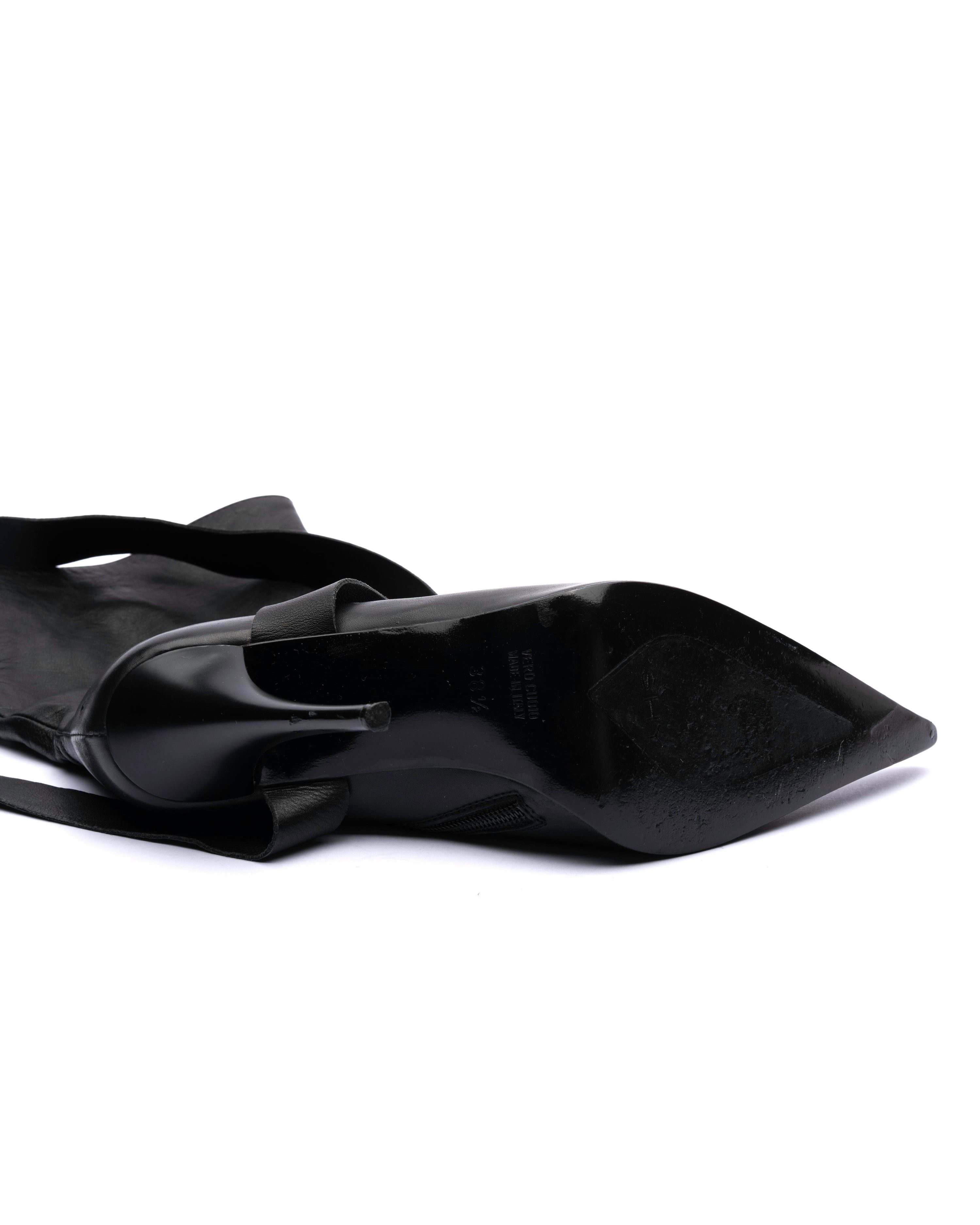 SHY Leather Wrap-Strap Fold-Over Ankle Boots