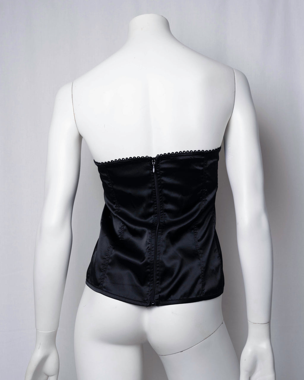 Denny Rose Black Satin Two-Piece Set Top & Bustier