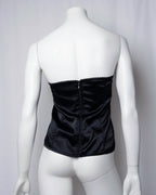Denny Rose Black Satin Two-Piece Set Top & Bustier