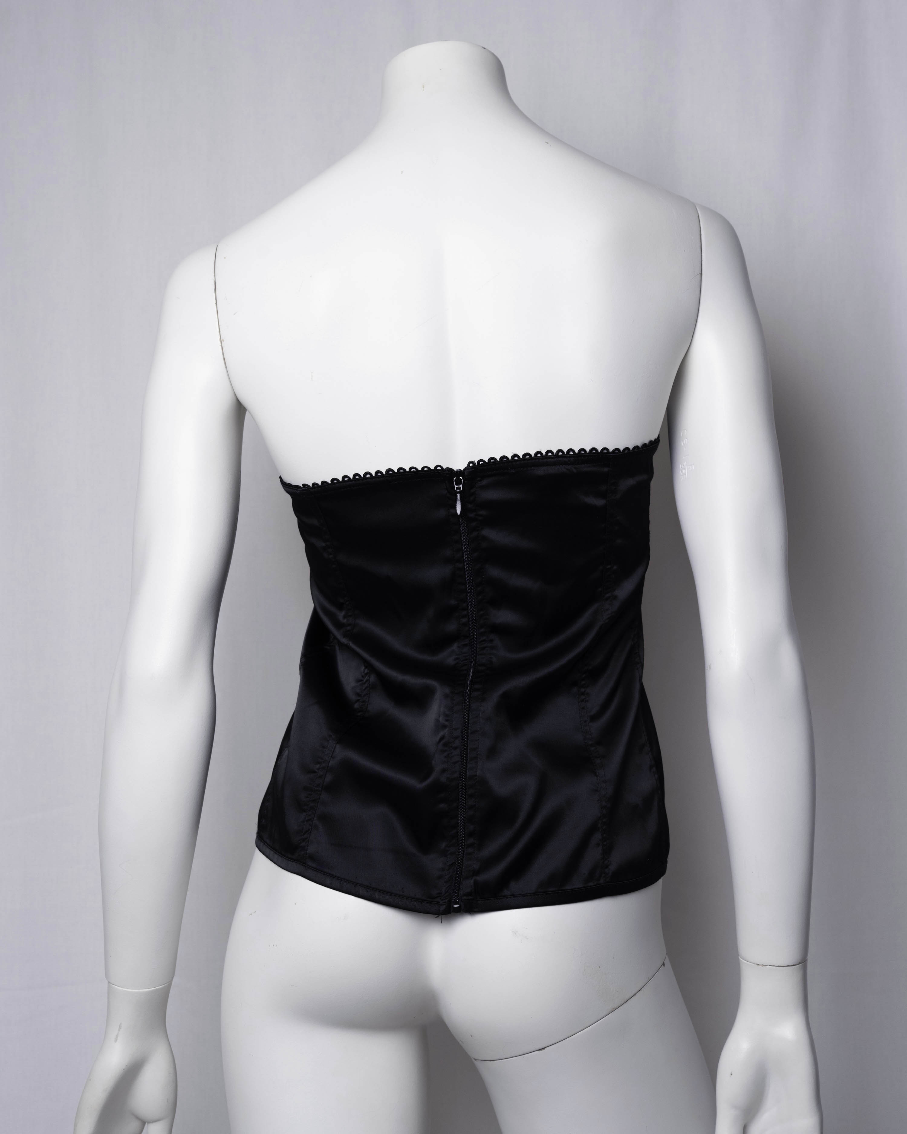 Denny Rose Black Satin Two-Piece Set Top & Bustier