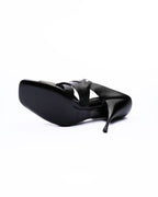 Prada Black Leather Woven Strap Mules