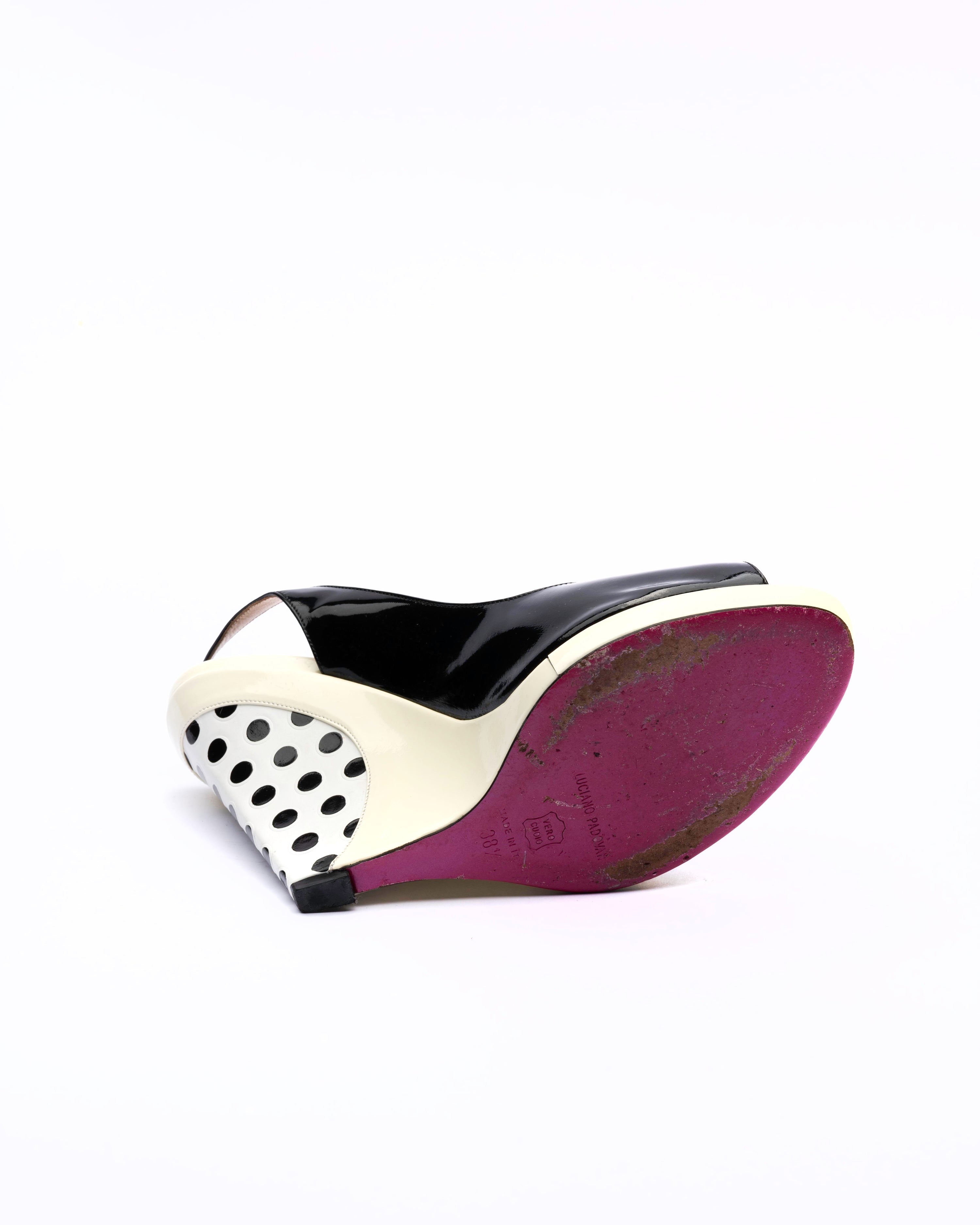 Luciano Padovan Polka Dot Wedge Slingbacks