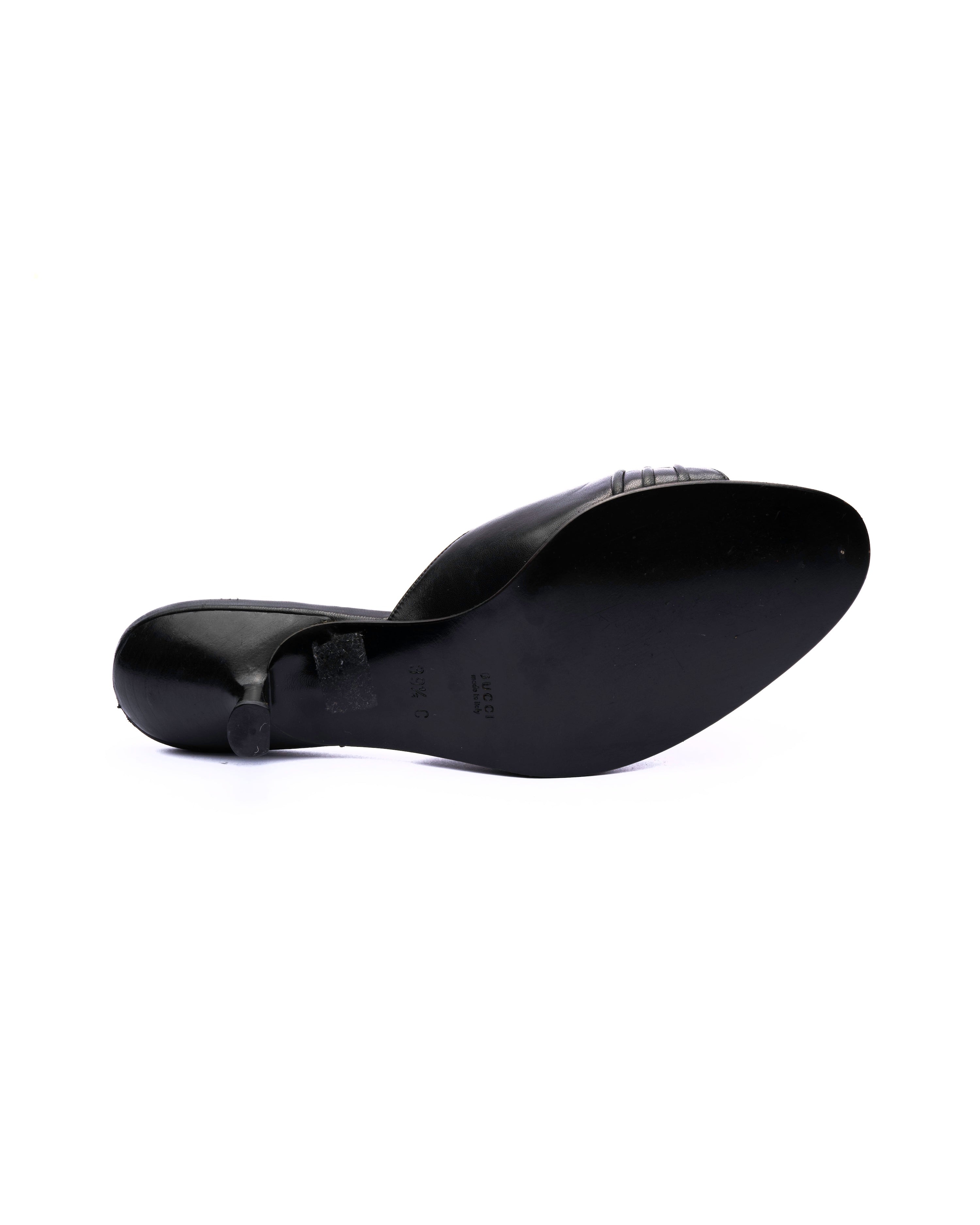 Gucci Tom Ford Era Leather Kitten Heel Mules