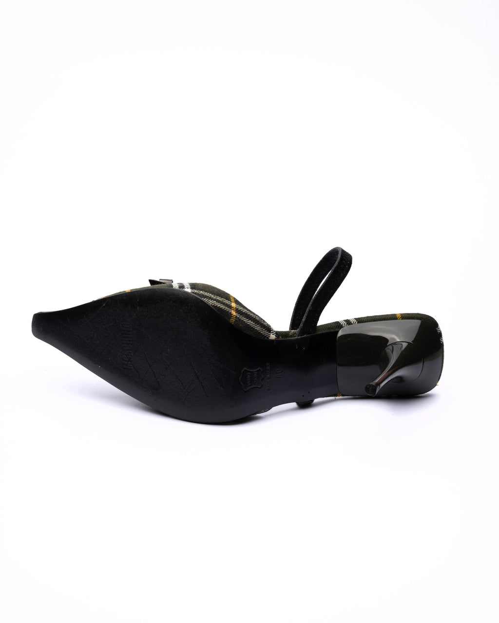 Moschino Plaid Patent Leather Slingback Heels
