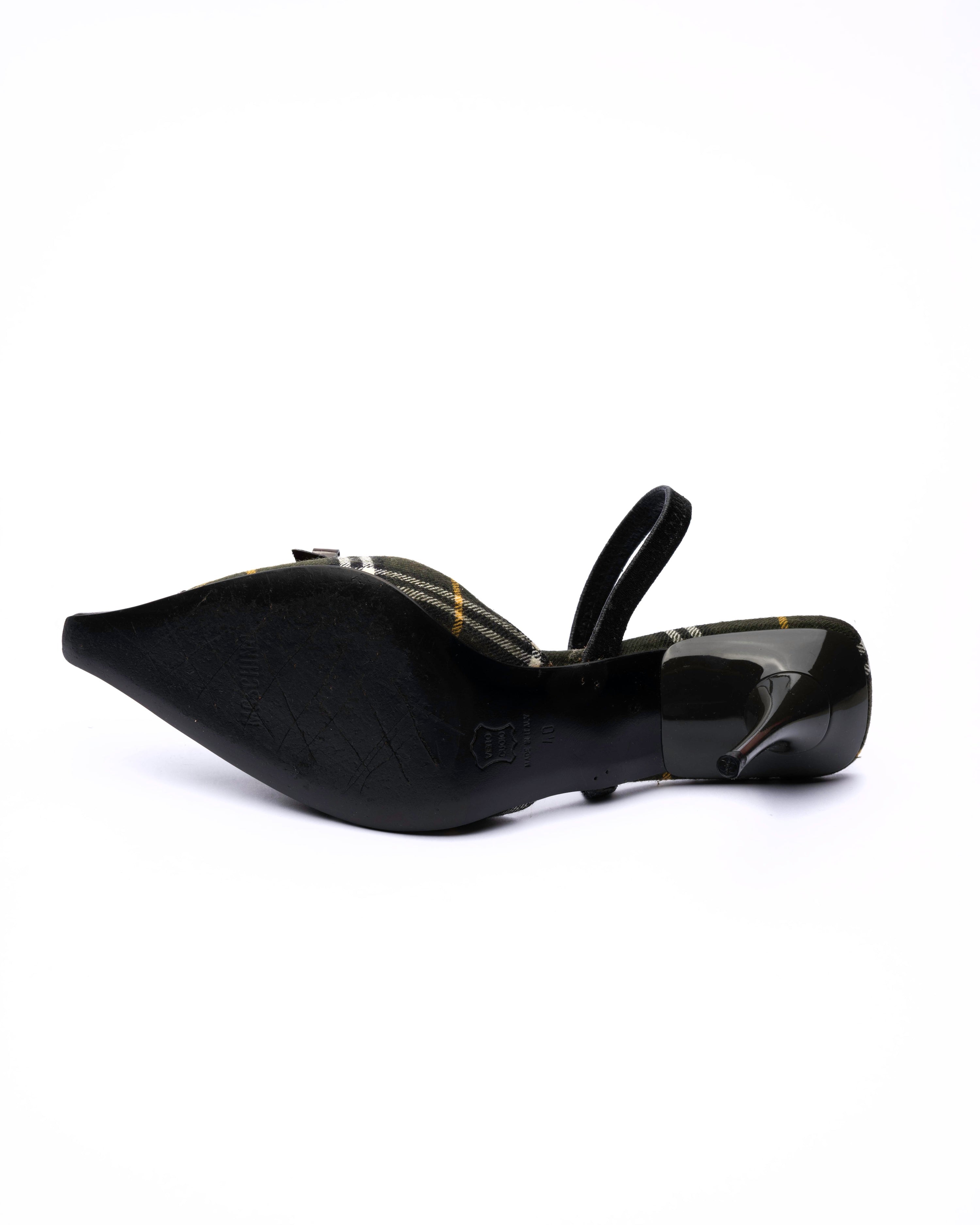 Moschino Plaid Patent Leather Slingback Heels