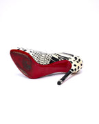 Christian Louboutin Python/ Polka Dot Print Peep-Toe Pumps