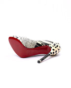 Christian Louboutin Python/ Polka Dot Print Peep-Toe Pumps