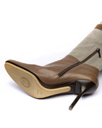 Pollini Canvas & Leather Knee-High Boots