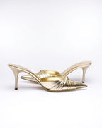 Betty Flowers Gold Leather Mules