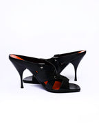 Prada Black Leather Woven Strap Mules